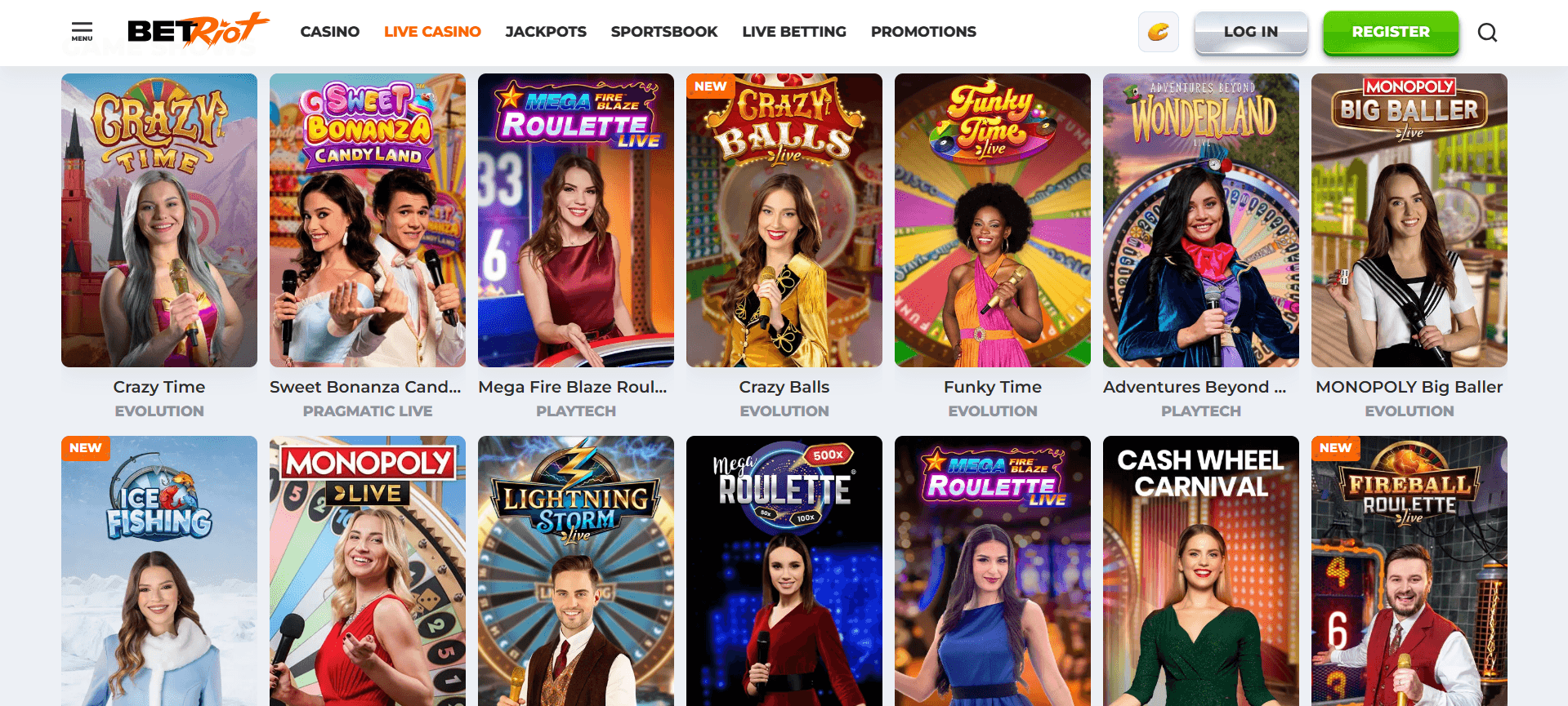 BetRiot game shows
