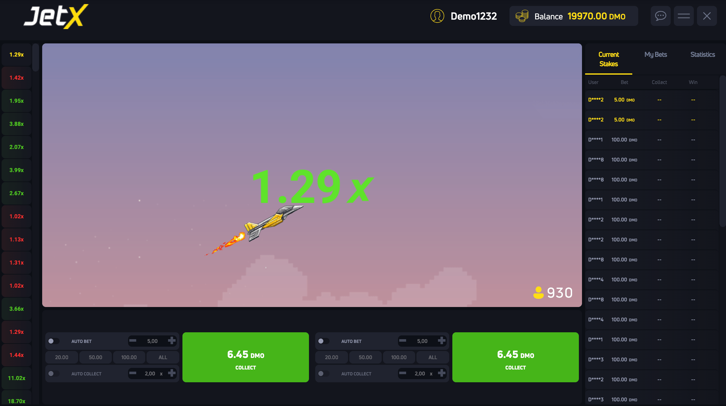 عرض JetX التوضيحي